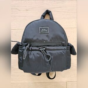 New Black Puffy Mini Backpack